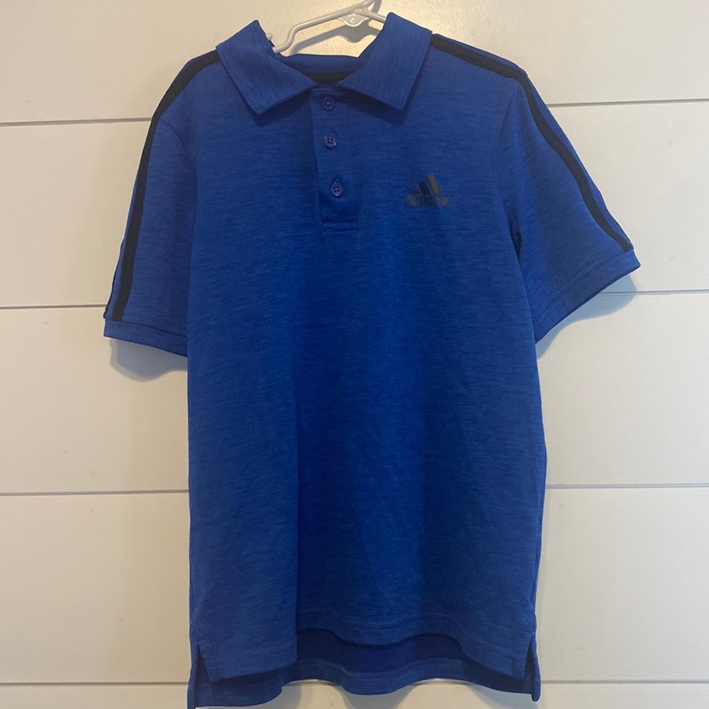 Boys Adidas Polo Blue and Black Size Medium